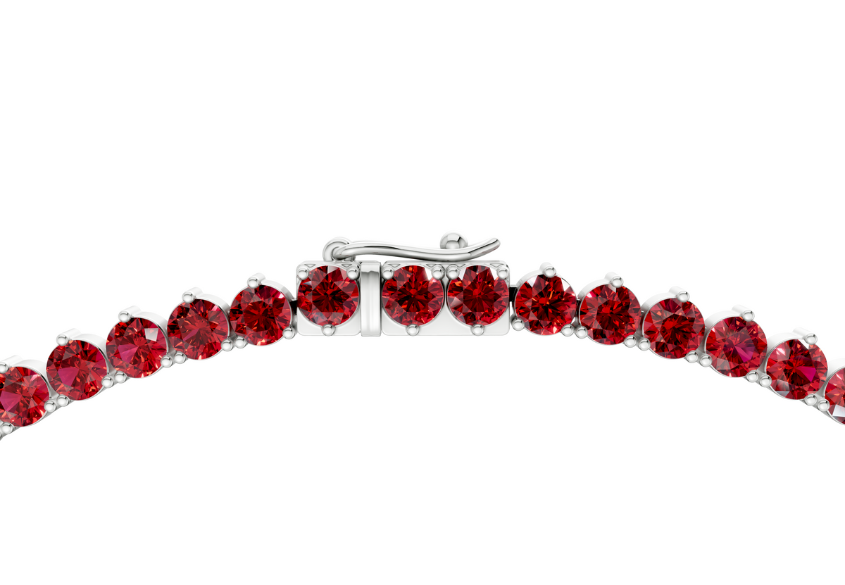 11 Ctw Classic 3 prong Ruby Gemstone Tennis Necklace