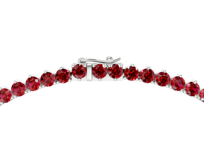 5 Ctw Classic 3 prong Ruby Gemstone Tennis Necklace