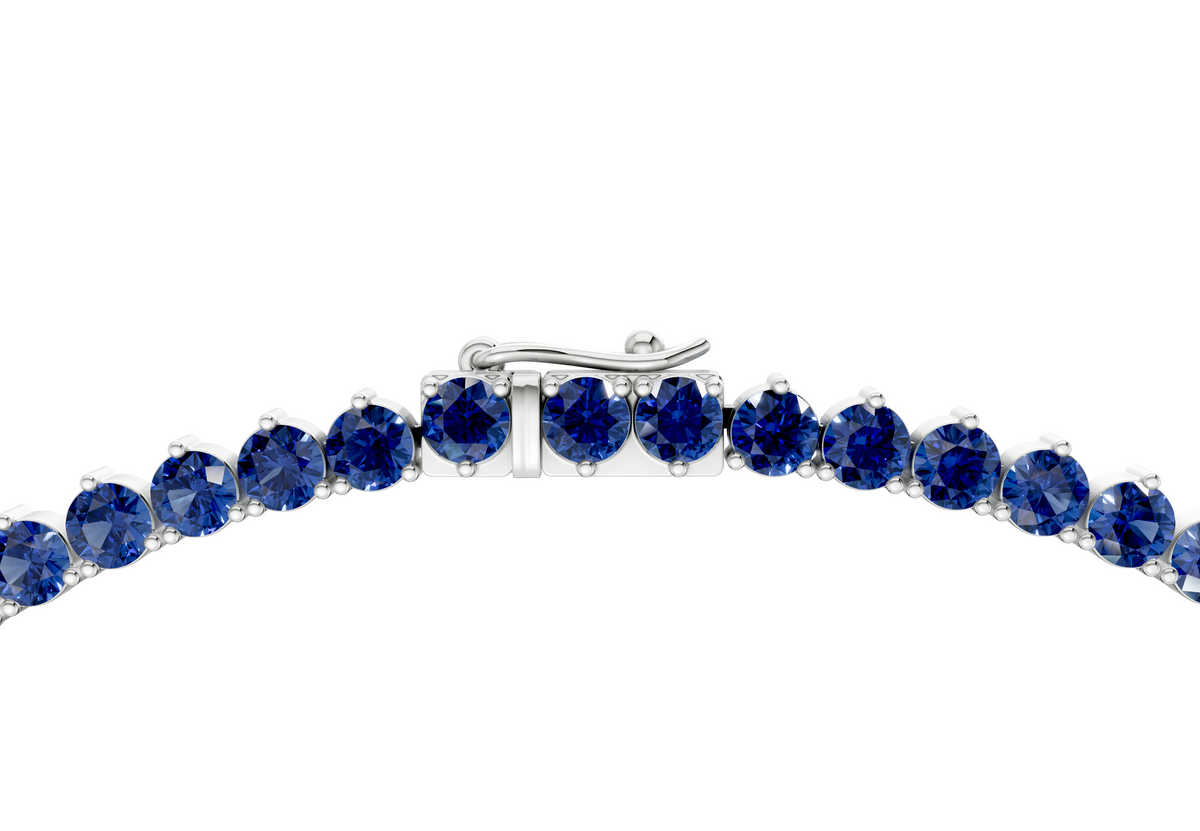 11 Ctw Classic 3 prong Sapphire Gemstone Tennis Necklace