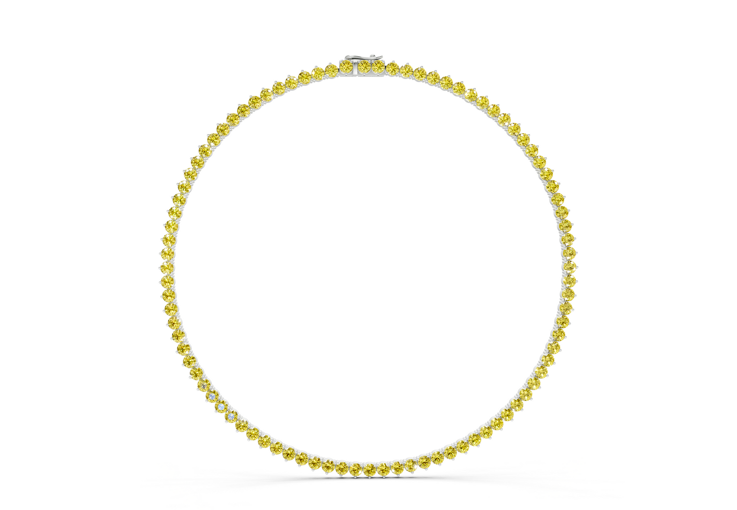 7 Ctw Classic 3 prong Yellow Diamond Tennis Necklace