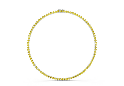 7 Ctw Classic 3 prong Yellow Diamond Tennis Necklace
