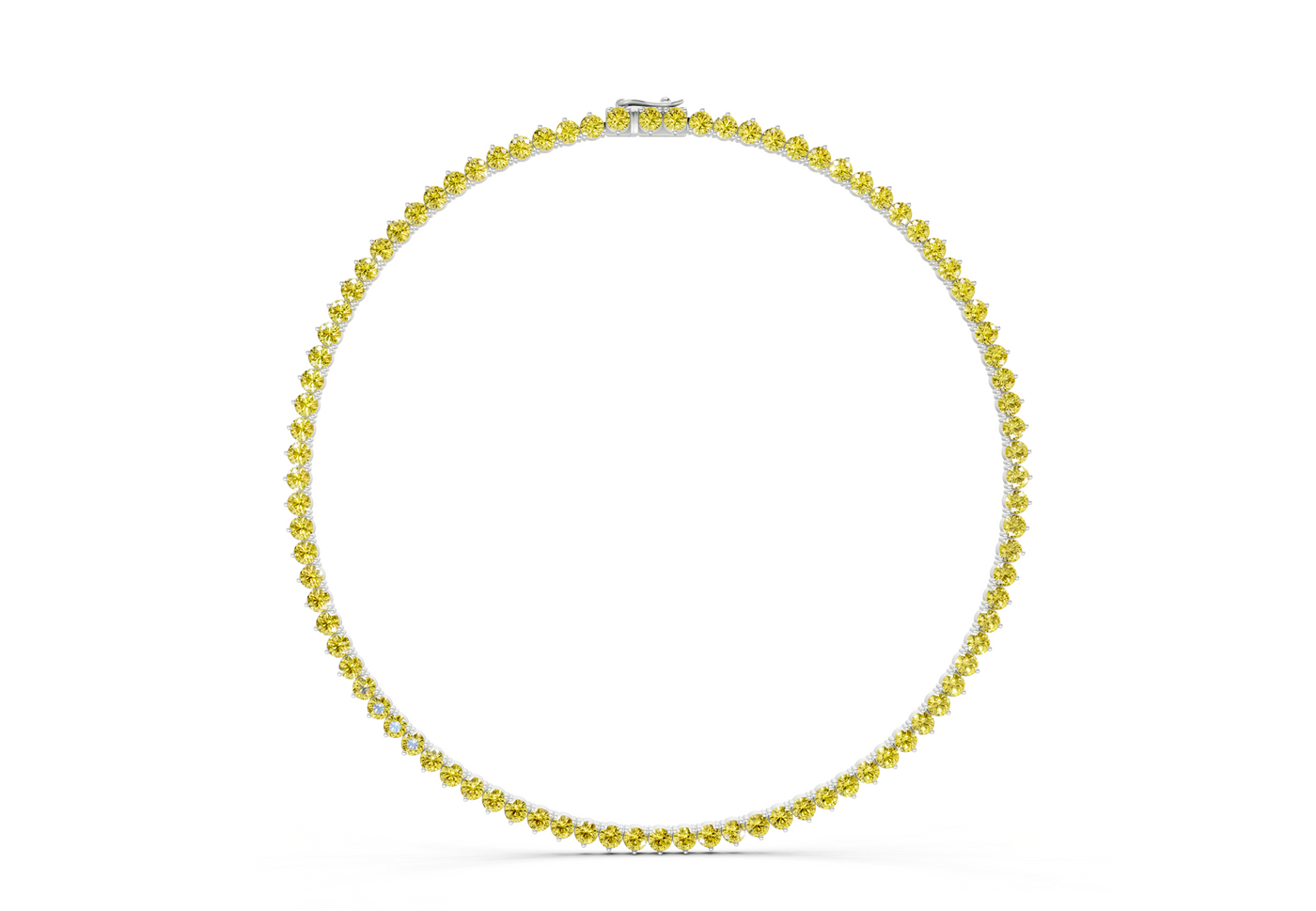 17 Ctw Classic 3 prong Yellow Diamond Tennis Necklace