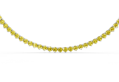 23 Ctw Classic 3 prong Yellow Diamond Tennis Necklace