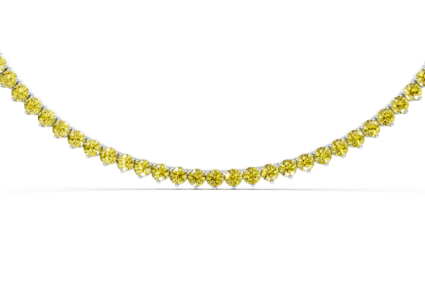 5 Ctw Classic 3 prong Yellow Diamond Tennis Necklace