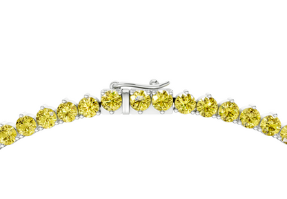 14 Ctw Classic 3 prong Yellow Diamond Tennis Necklace