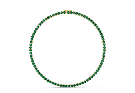 25 Ctw Classic Emerald Gemstone Tennis Necklace
