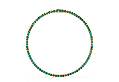 21 Ctw Classic Emerald Gemstone Tennis Necklace