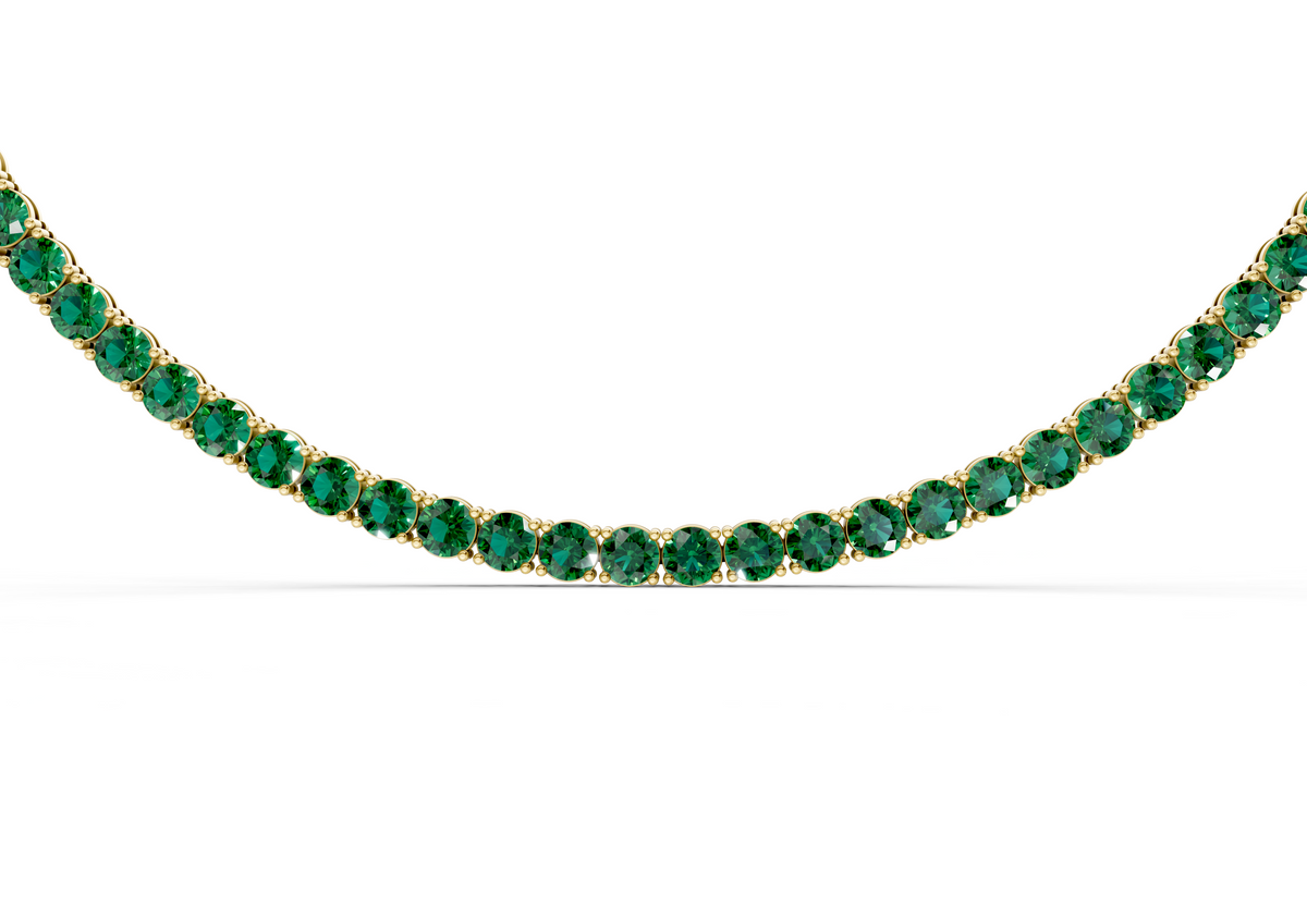 12 Ctw Classic Emerald Gemstone Tennis Necklace