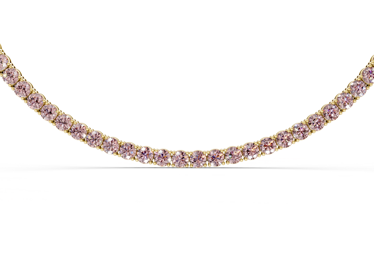 12 Ctw Classic Pink Diamond Tennis Necklace