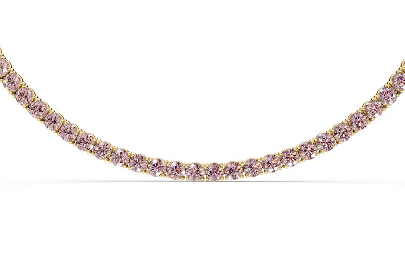 12 Ctw Classic Pink Diamond Tennis Necklace