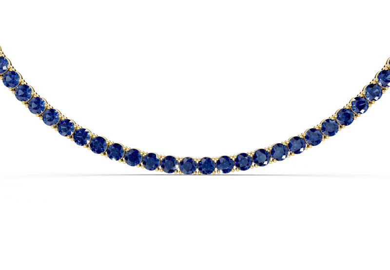 25 Ctw Classic Sapphire Gemstone Tennis Necklace