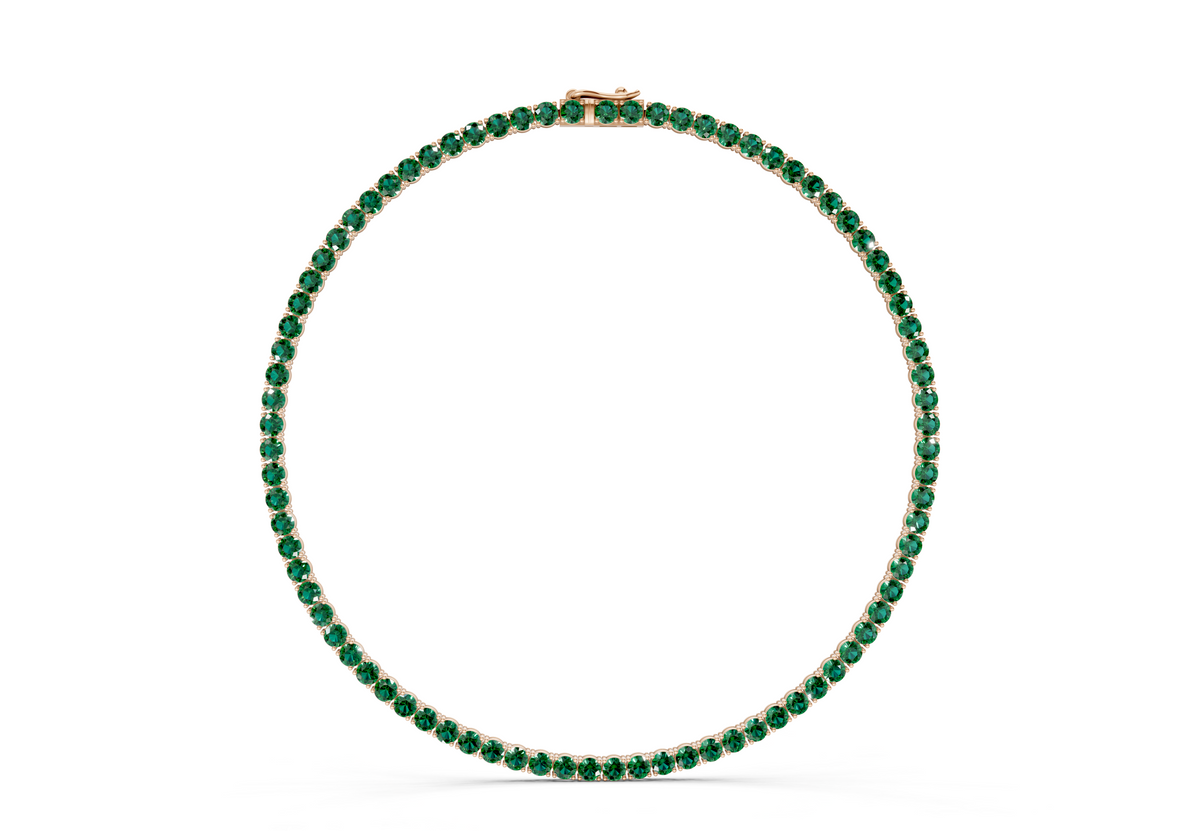 18 Ctw Classic Emerald Gemstone Tennis Necklace