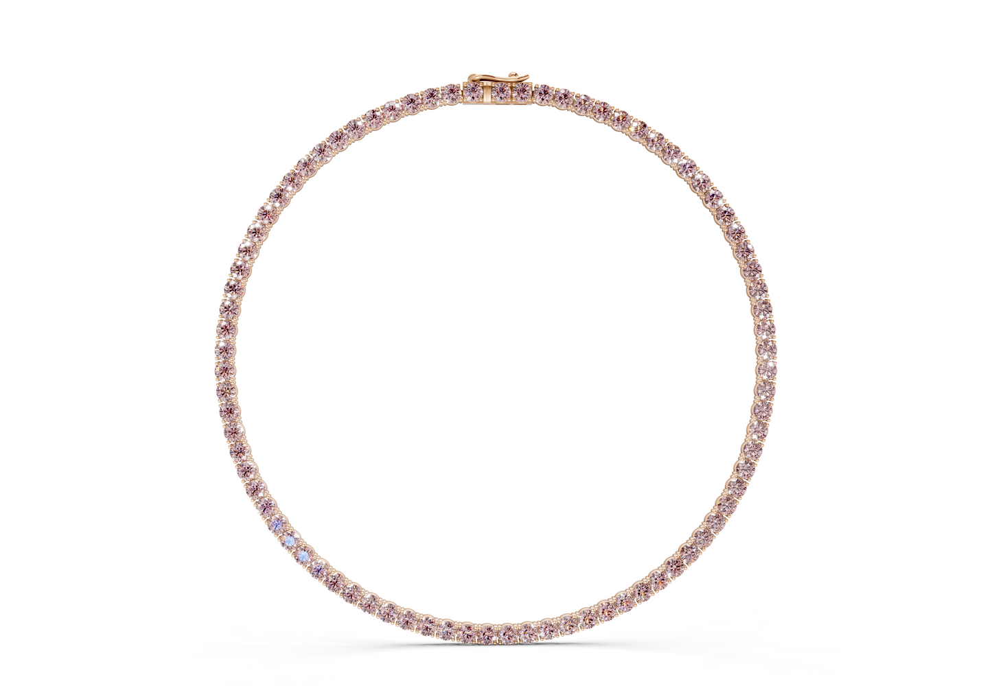 7 Ctw Classic Pink Diamond Tennis Necklace