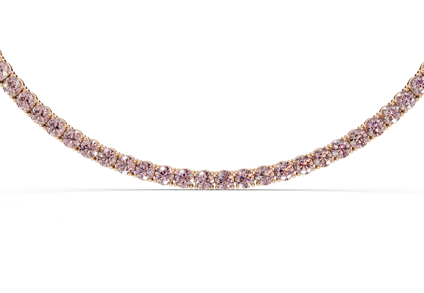 5 Ctw Classic Pink Diamond Tennis Necklace