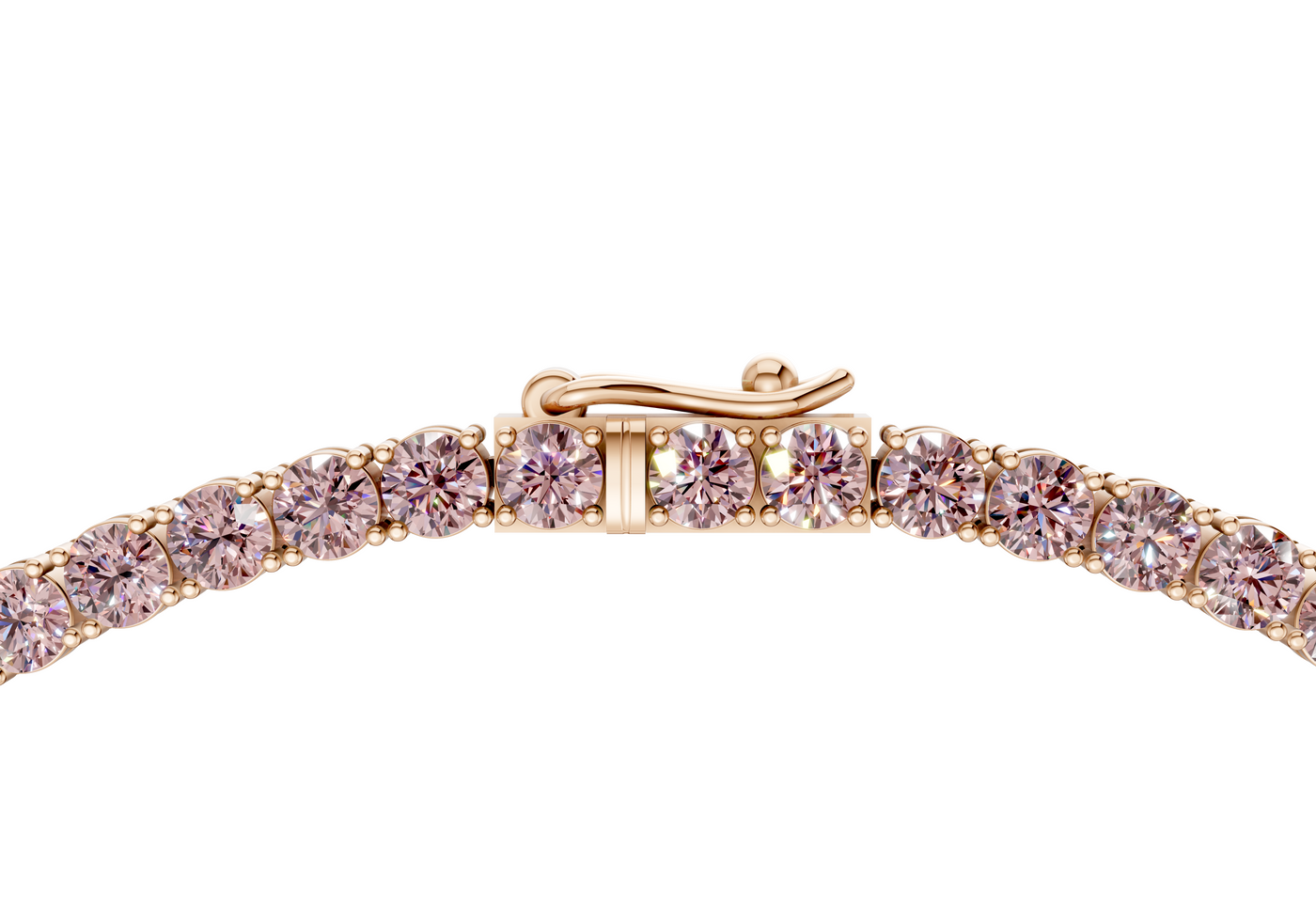 7 Ctw Classic Pink Diamond Tennis Necklace