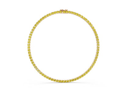 12 Ctw Classic Yellow Diamond Tennis Necklace