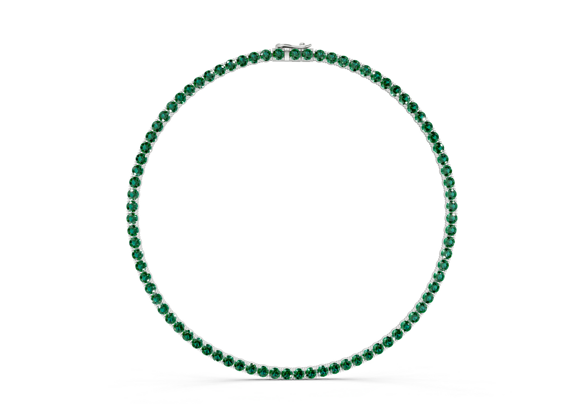 7 Ctw Classic Emerald Gemstone Tennis Necklace