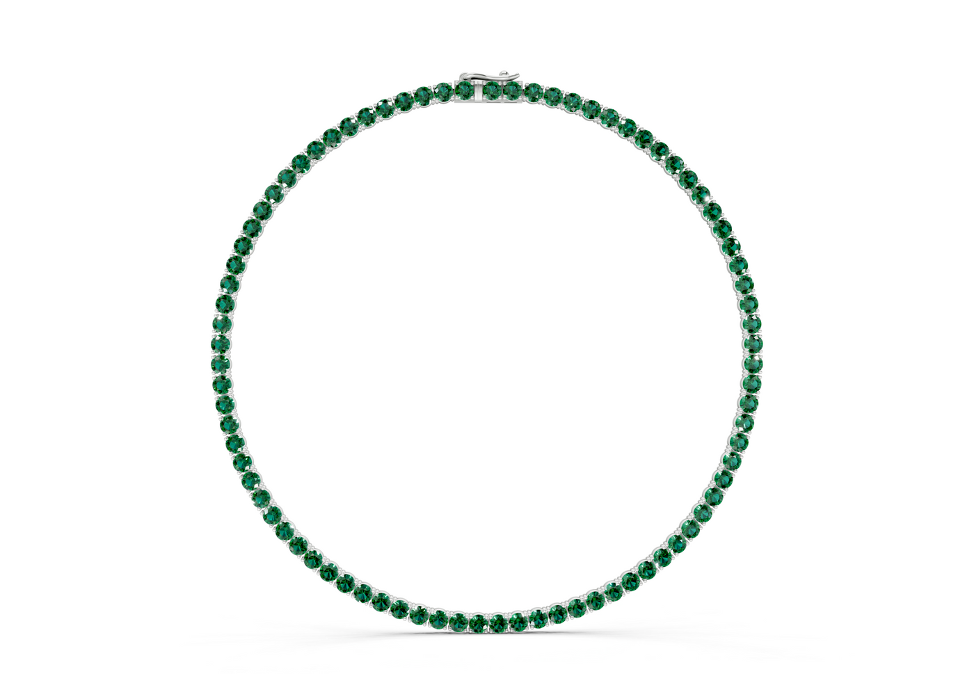 15 Ctw Classic Emerald Gemstone Tennis Necklace