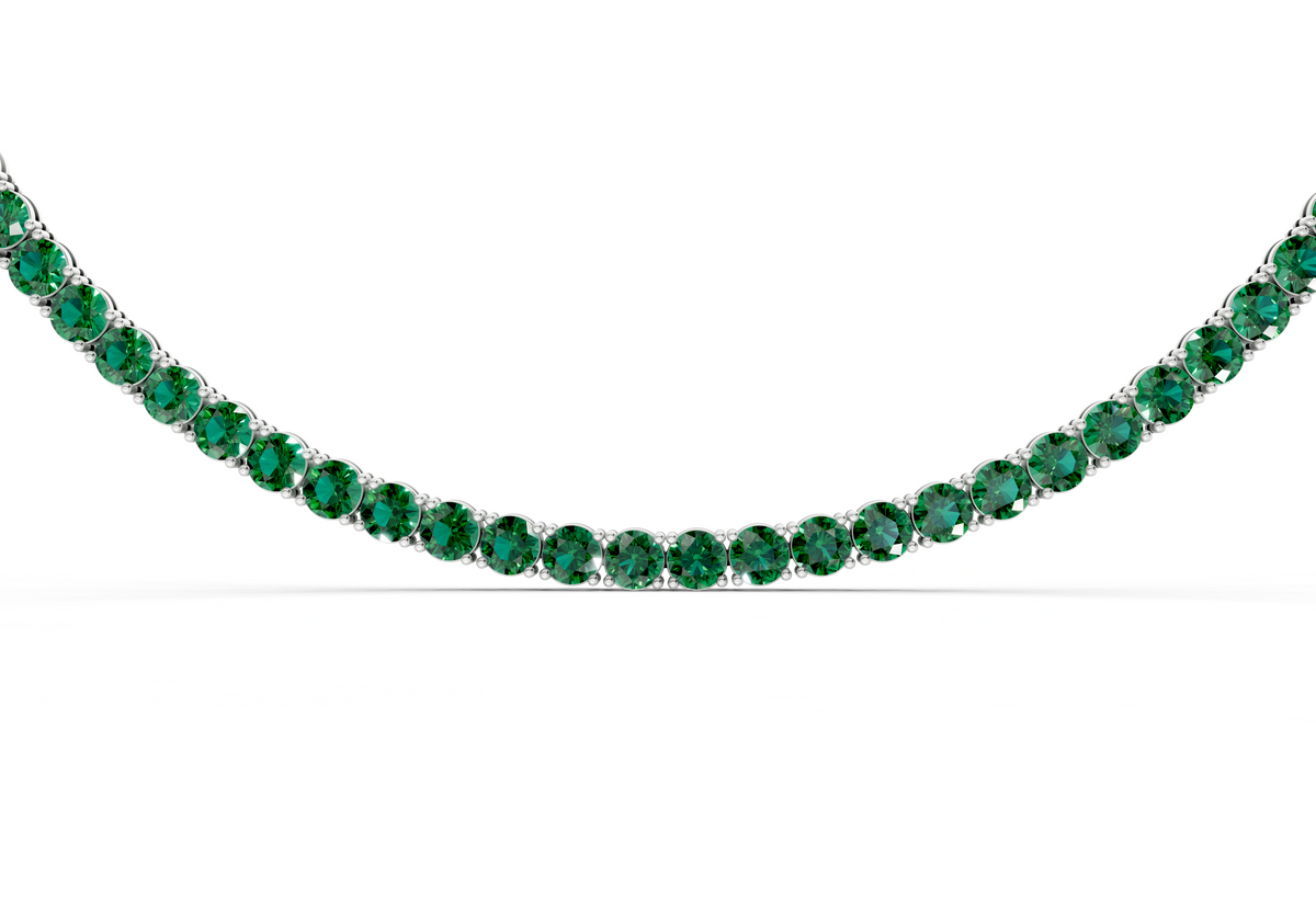 9 Ctw Classic Emerald Gemstone Tennis Necklace