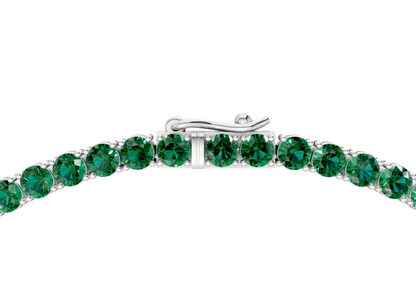 21 Ctw Classic Emerald Gemstone Tennis Necklace