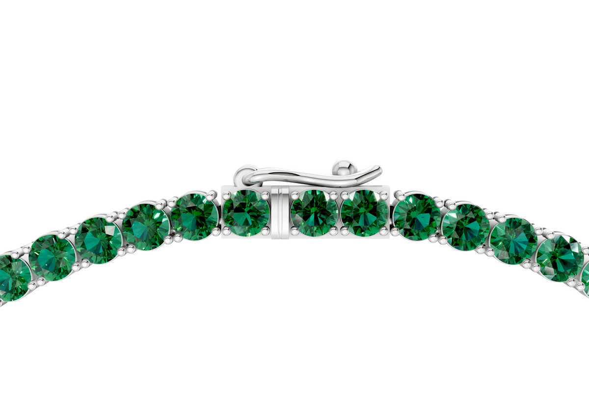 25 Ctw Classic Emerald Gemstone Tennis Necklace