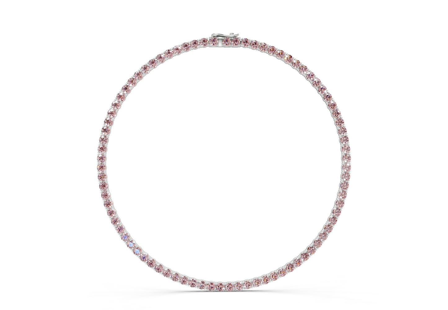 7 Ctw Classic Pink Diamond Tennis Necklace