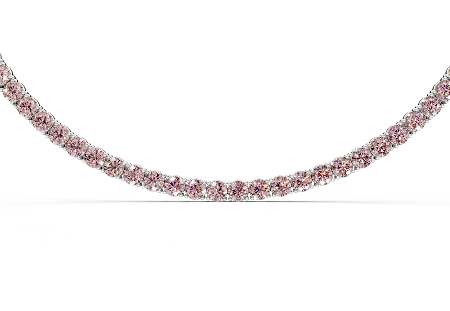 7 Ctw Classic Pink Diamond Tennis Necklace