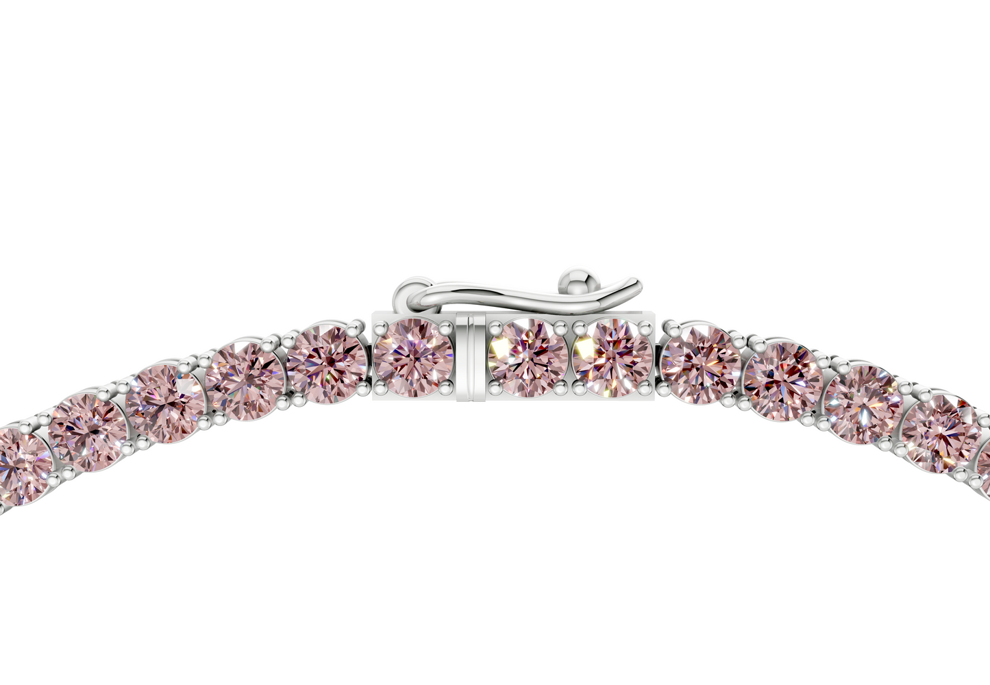 15 Ctw Classic Pink Diamond Tennis Necklace
