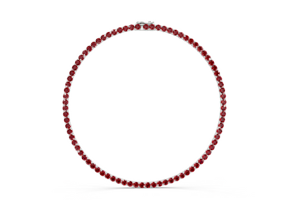 34 Ctw Classic Ruby Gemstone Tennis Necklace
