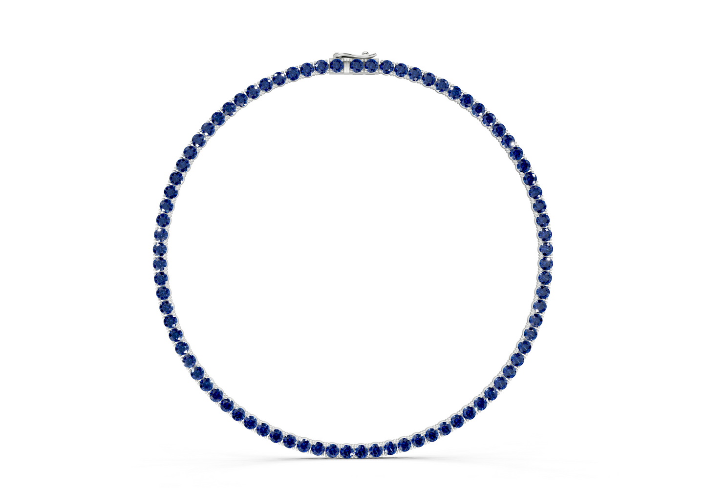38 Ctw Classic Sapphire Gemstone Tennis Necklace