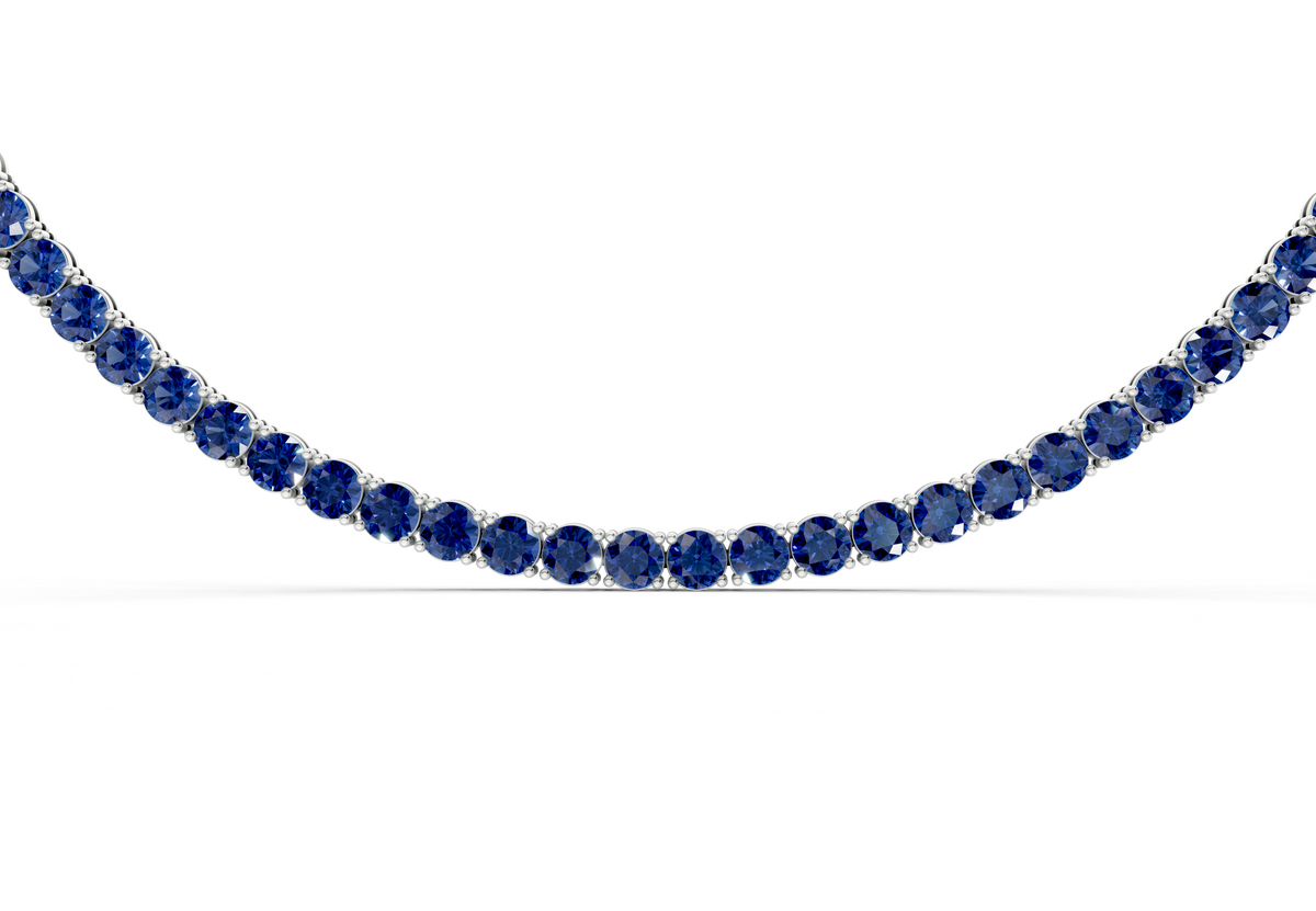 3 Ctw Petite Classic Sapphire Gemstone Tennis Necklace