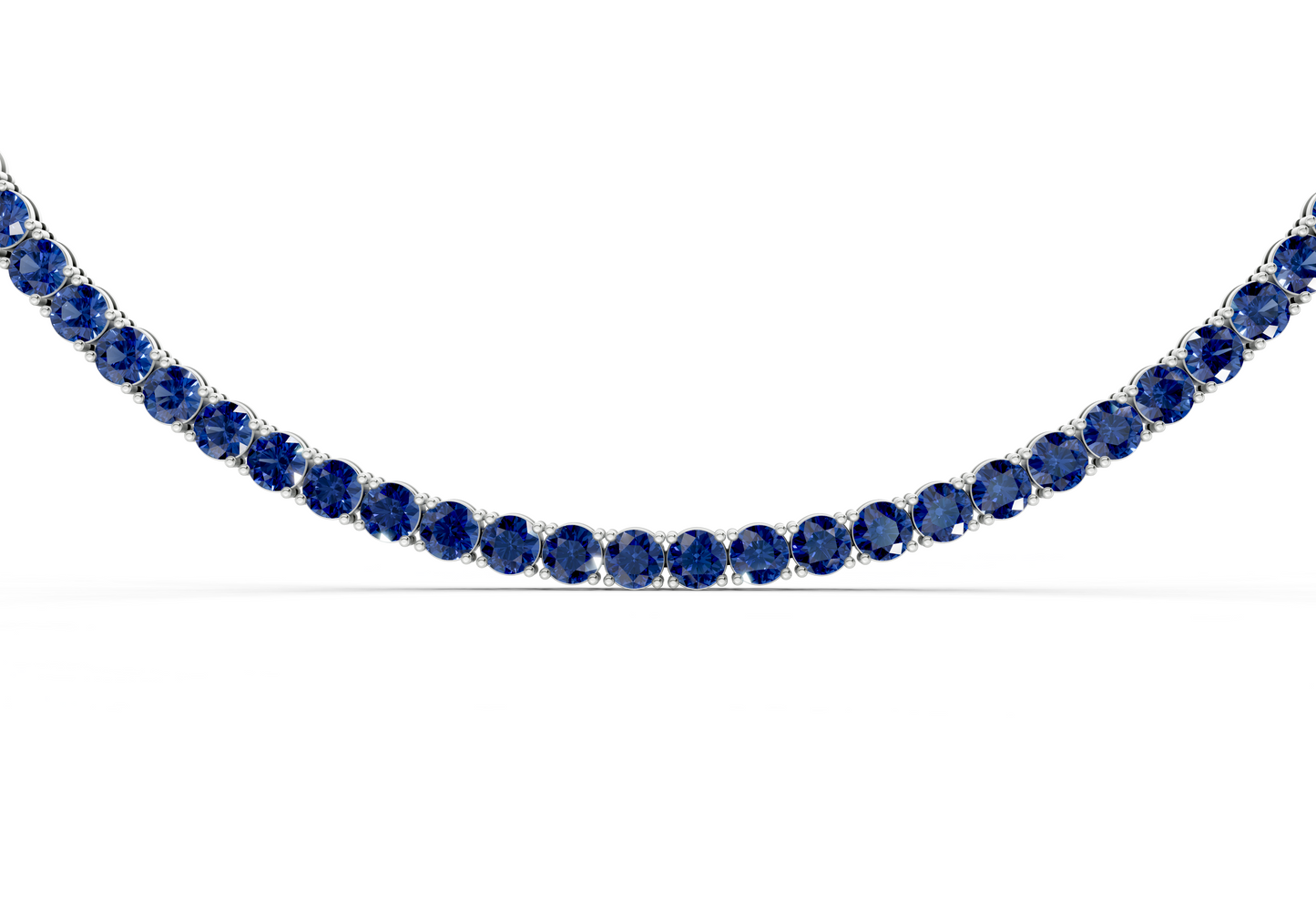 38 Ctw Classic Sapphire Gemstone Tennis Necklace
