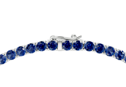 21 Ctw Classic Sapphire Gemstone Tennis Necklace