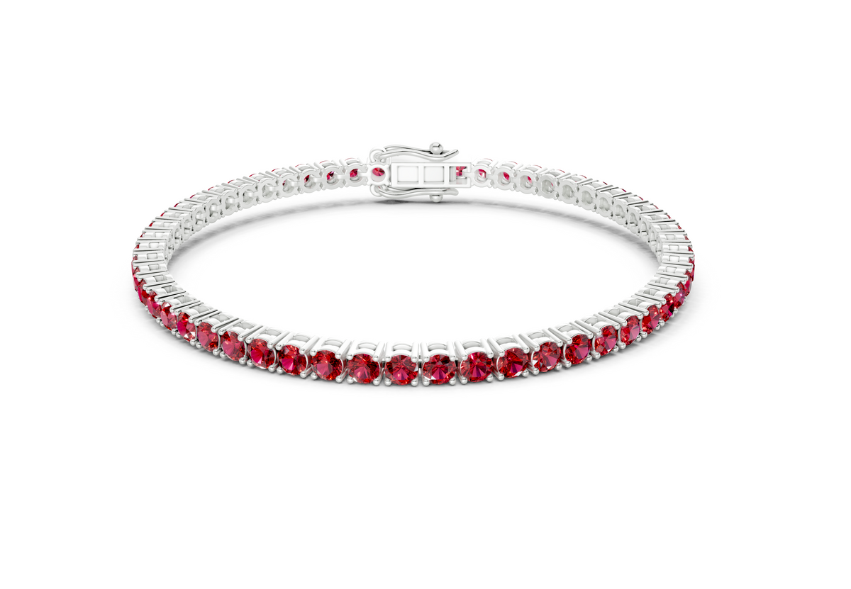 28 Ctw Classic Ruby Gemstone Tennis Bracelet