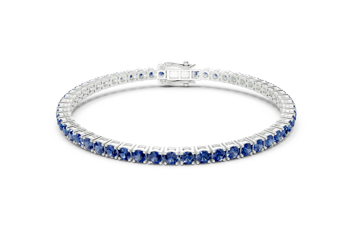 24 Ctw Classic Sapphire Gemstone Tennis Bracelet