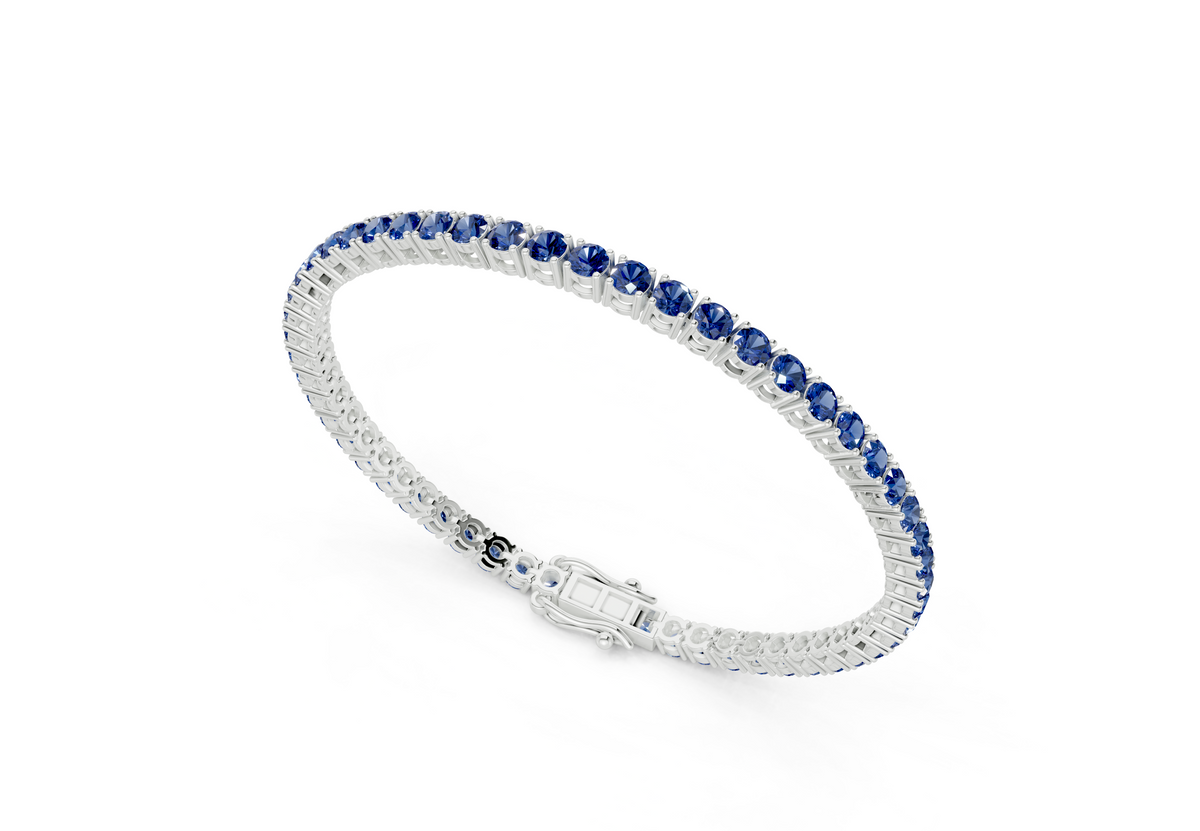 24 Ctw Classic Sapphire Gemstone Tennis Bracelet
