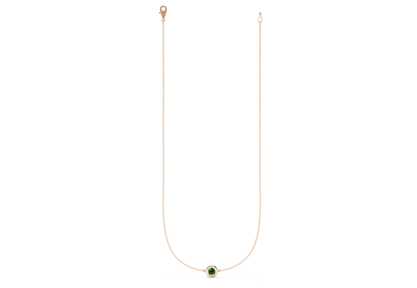 Tranquil Emerald Gemstone Stationed Necklace ½ Carat Total Wt.