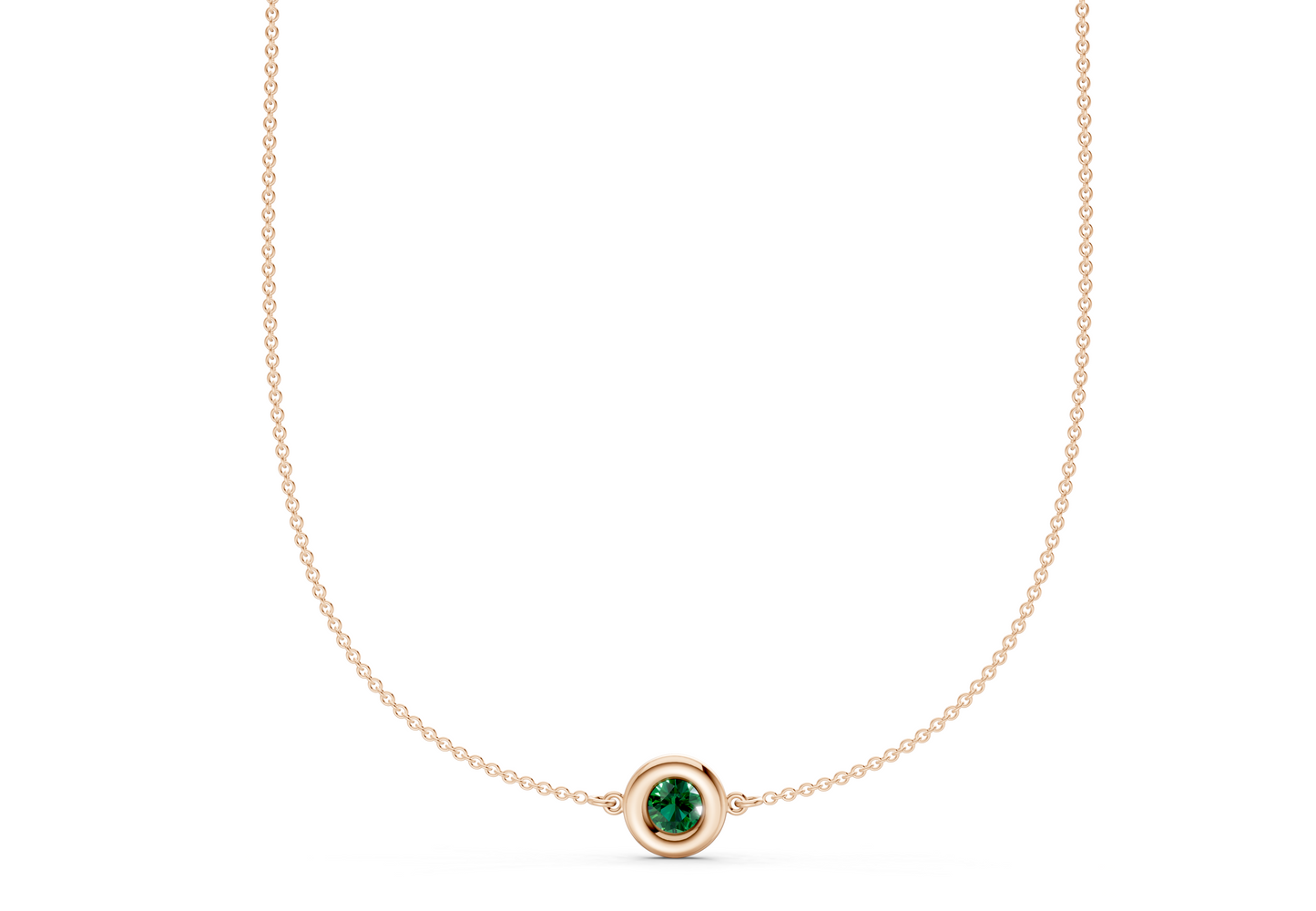 Tranquil Emerald Gemstone Stationed Necklace ½ Carat Total Wt.