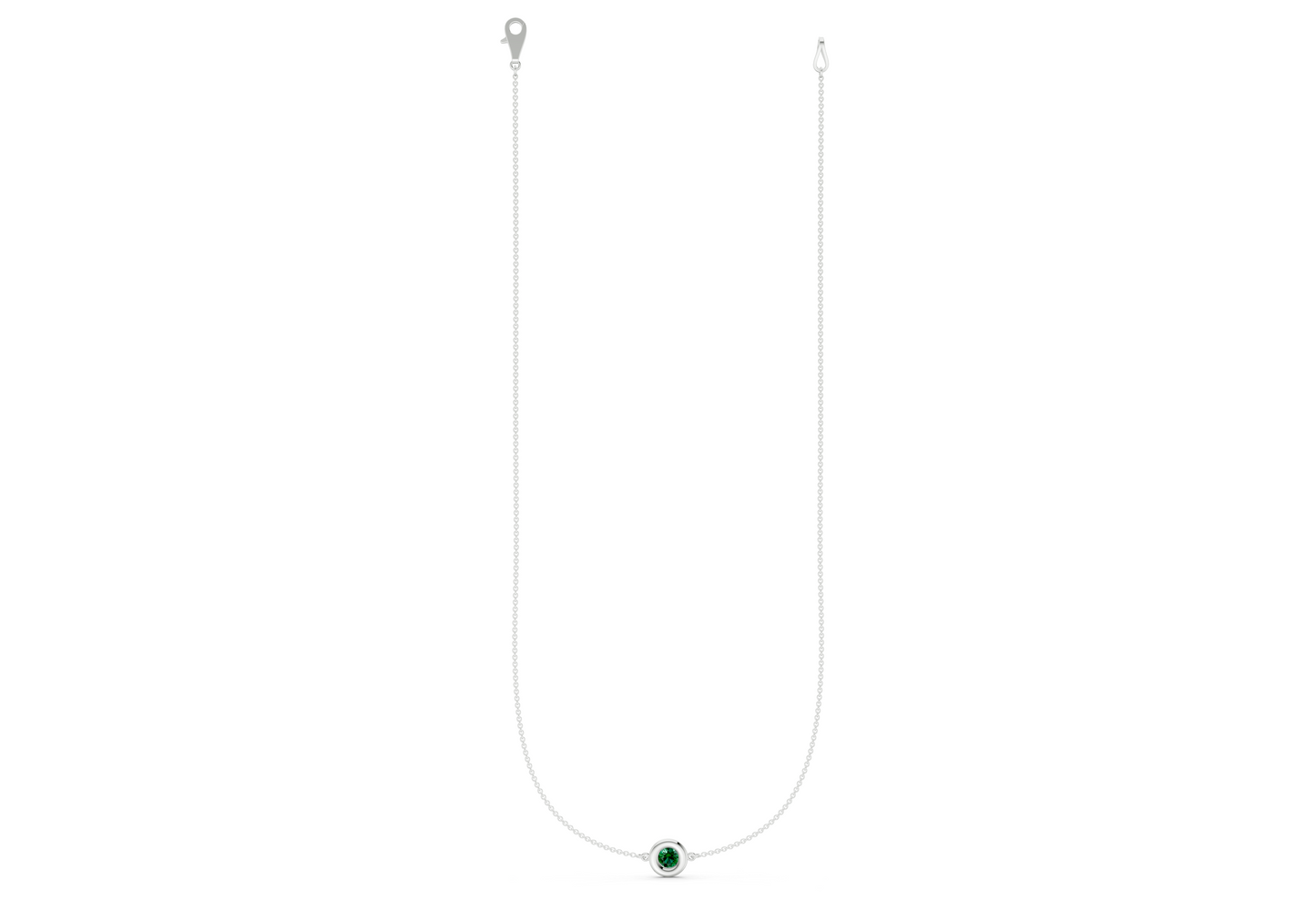 Tranquil Emerald Gemstone Stationed Necklace ½ Carat Total Wt.