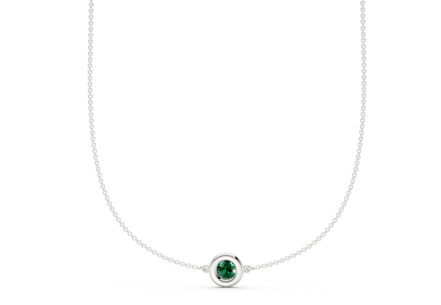 Tranquil Emerald Gemstone Stationed Necklace ½ Carat Total Wt.