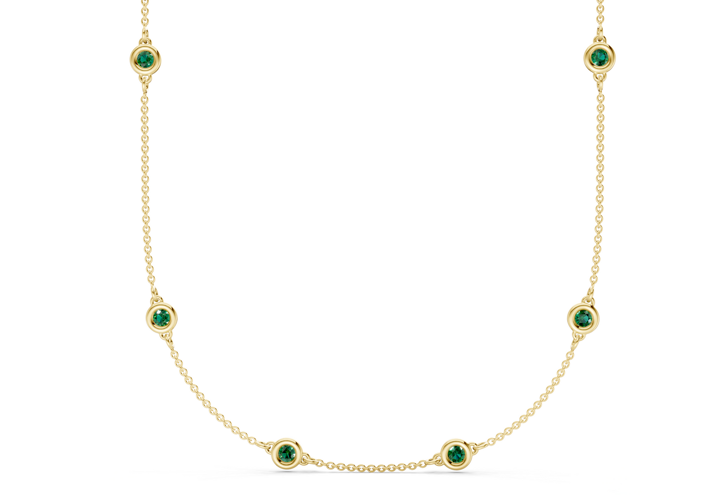 Harmony Emerald Gemstone Stationed Necklace 3½ Carat Total Wt.