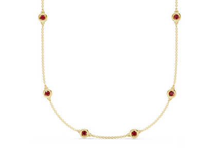 Harmony Ruby Gemstone Stationed Necklace 3½ Carat Total Wt.
