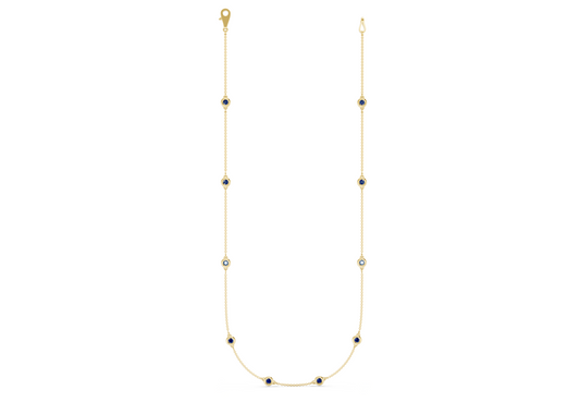 Harmony Sapphire Gemstone Stationed Necklace 3½ Carat Total Wt.