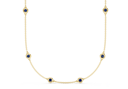 Harmony Sapphire Gemstone Stationed Necklace 2½ Carat Total Wt.