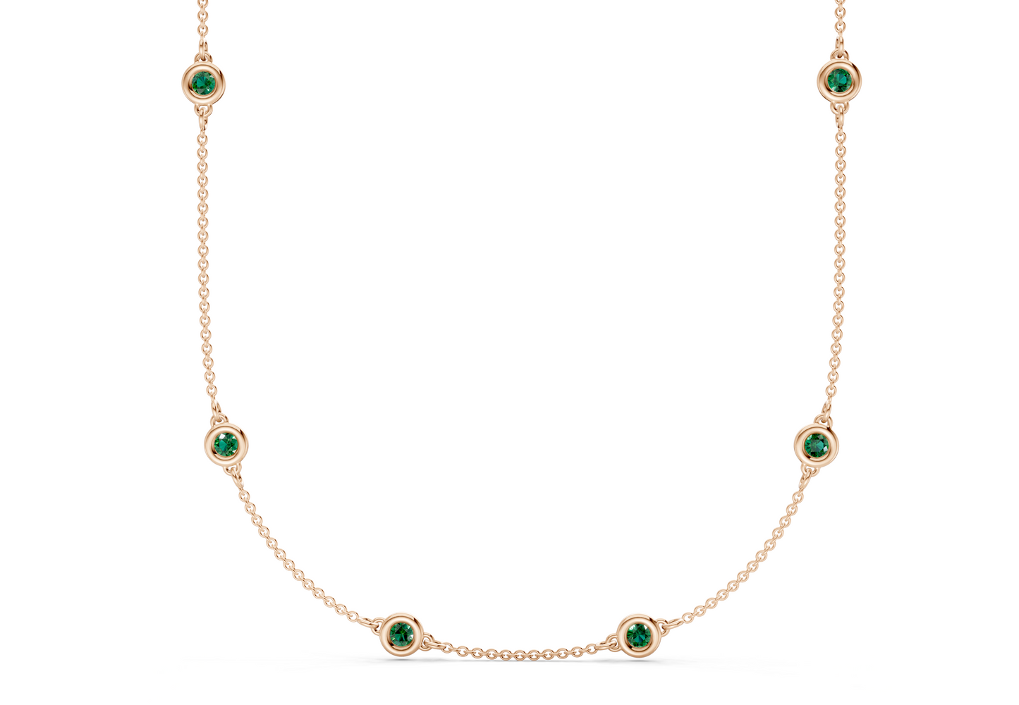 Harmony Emerald Gemstone Stationed Necklace 3½ Carat Total Wt.