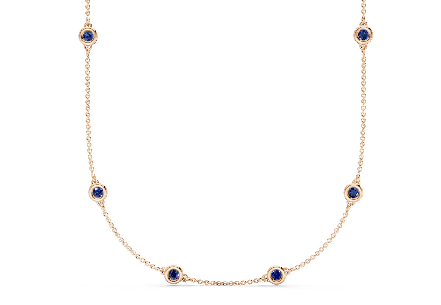 Harmony Sapphire Gemstone Stationed Necklace 2½ Carat Total Wt.