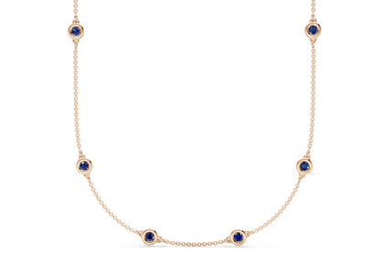 Harmony Sapphire Gemstone Stationed Necklace 2½ Carat Total Wt.