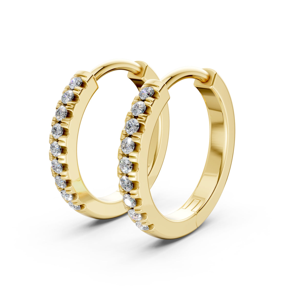 Lisbon Diamond Huggies, 14K Yellow Gold