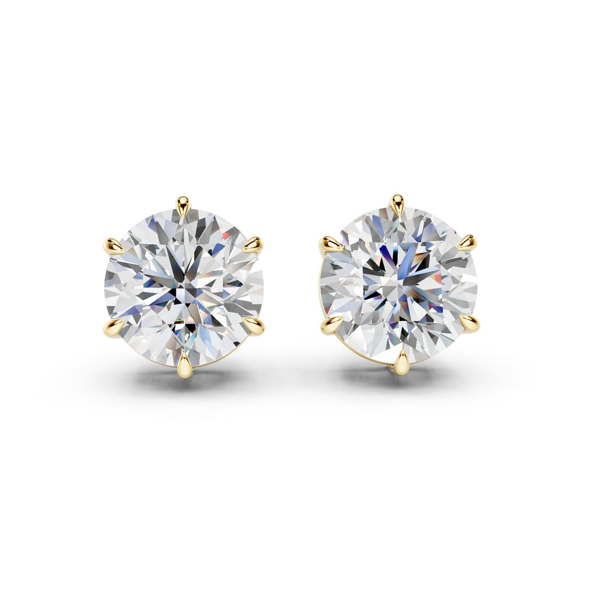 2.31 ct tw Round Lab-Grown Diamond Stud Earrings, 14K White Gold - Vienna 6-Prong Basket, Push-back