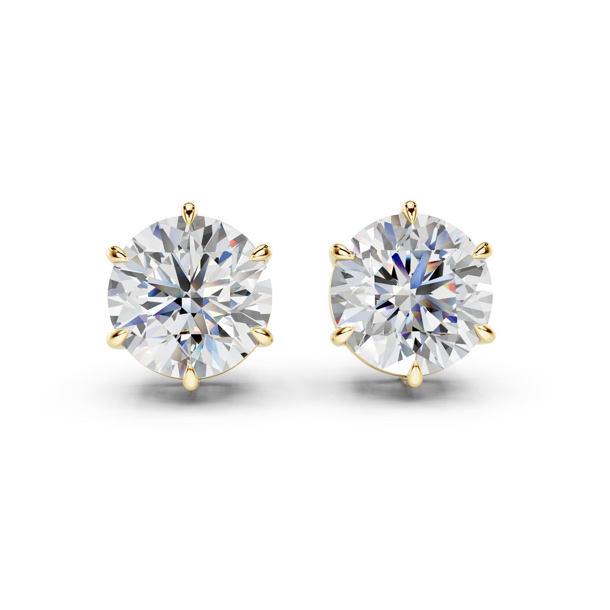 8 Carat Round Lab-Grown Diamond Stud Earrings (8 ct tw) - Vienna 6-Prong Crown, E VVS2, IGI Certified